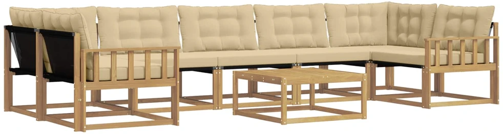 Lauko sofos komplektas 8 vnt. 7 vietos Balta ir kreminė