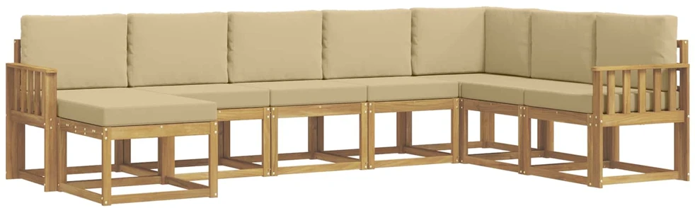 Lauko sofos komplektas 8 vnt. Balta ir kreminė