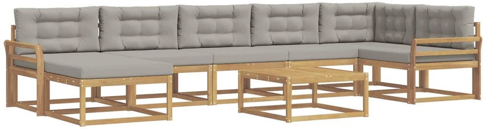 Lauko sofos komplektas 8 vnt. 7 vietos Balta ir šviesiai pilka