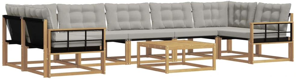 Lauko sofos komplektas 8 vnt. 7 vietos Balta ir šviesiai pilka