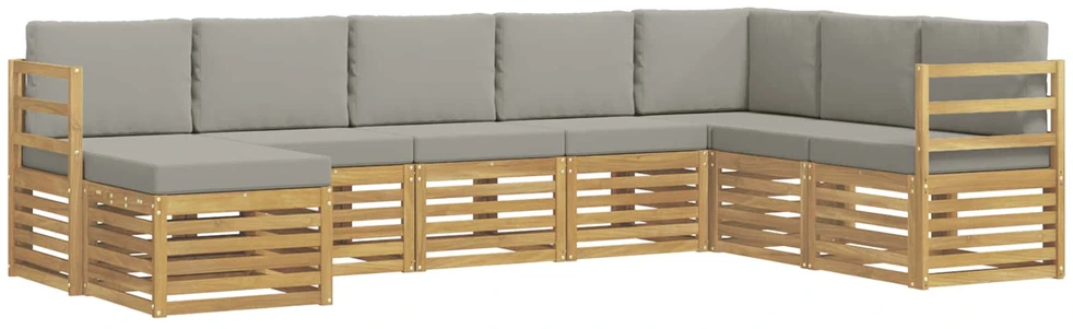 Lauko sofos komplektas 8 vnt. 8 vietos Balta ir šviesiai pilka