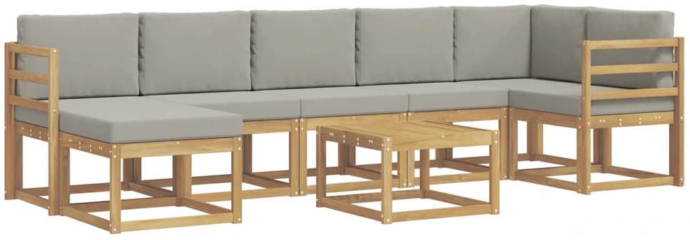 Lauko sofos komplektas 8 vnt. 7 vietos Balta ir šviesiai pilka