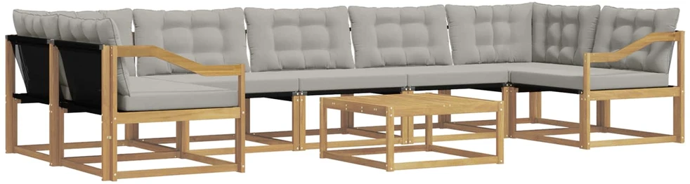 Lauko sofos komplektas 8 vnt. 7 vietos Balta ir šviesiai pilka