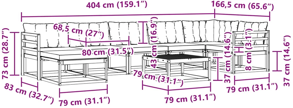 Lauko sofos komplektas 8 vnt. Balta ir šviesiai pilka