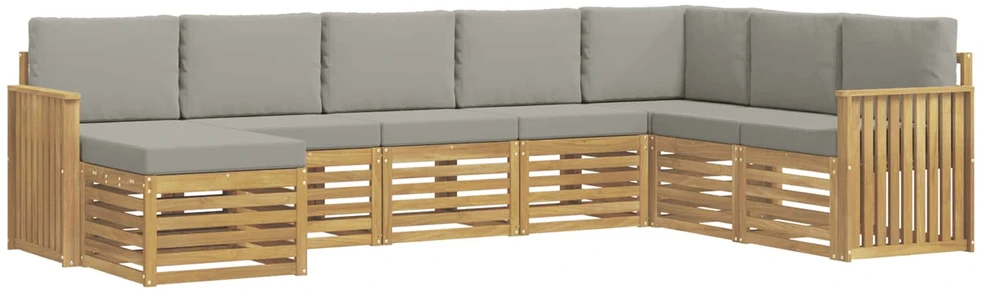 Lauko sofos komplektas 8 vnt. 8 vietos Balta ir šviesiai pilka