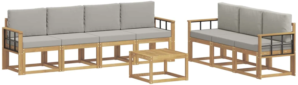 Lauko sofos komplektas 8 vnt. 7 vietos Balta ir šviesiai pilka