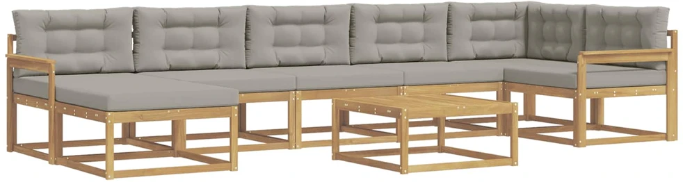 Lauko sofos komplektas 8 vnt. 7 vietos Balta ir šviesiai pilka