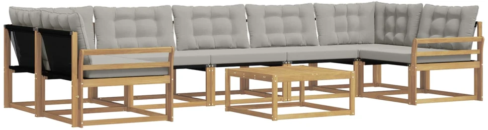 Lauko sofos komplektas 8 vnt. 7 vietos Balta ir šviesiai pilka