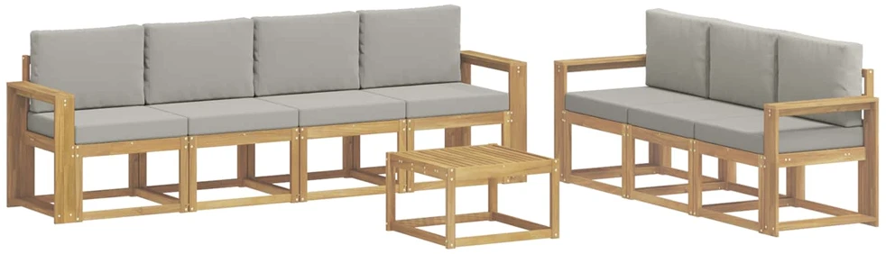 Lauko sofos komplektas 8 vnt. Balta ir šviesiai pilka
