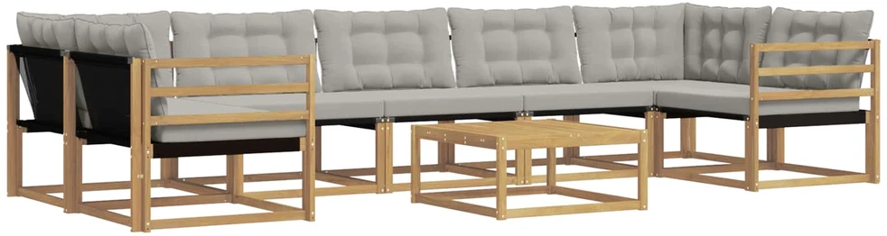 Lauko sofos komplektas 8 vnt. 7 vietos Balta ir šviesiai pilka
