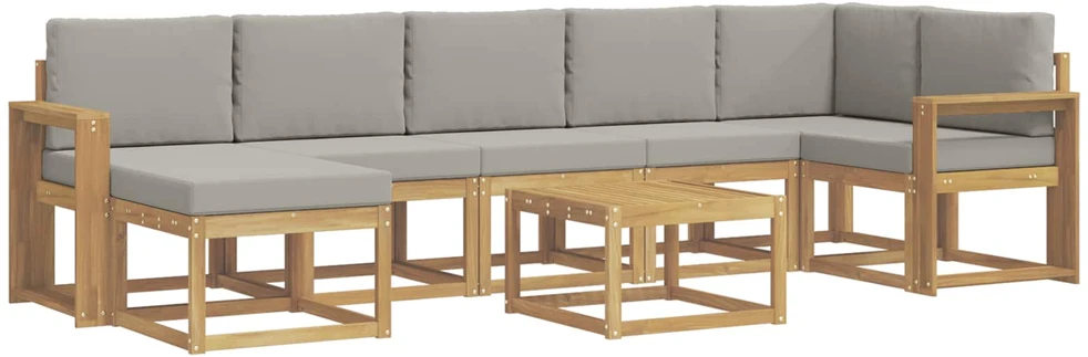 Lauko sofos komplektas 8 vnt. 7 vietos Balta ir šviesiai pilka