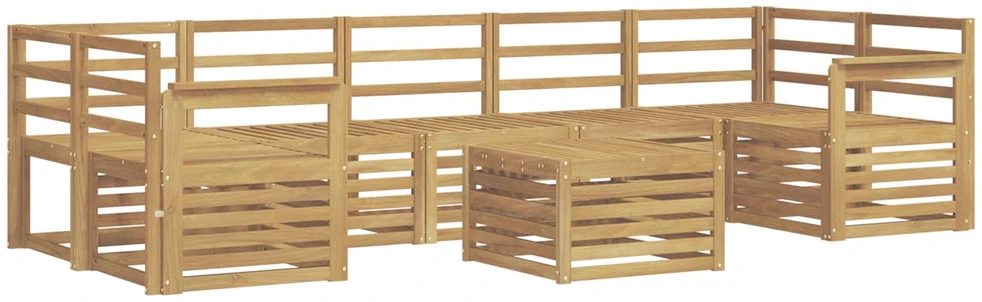 Lauko sofos komplektas 8 vnt. Balta Kietos akacijos mediena
