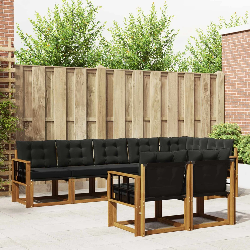 Lauko sofos komplektas 8 vnt. Natūrali ir juoda