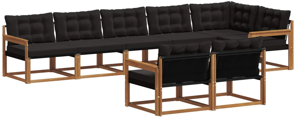 Lauko sofos komplektas 8 vnt. Natūrali ir juoda