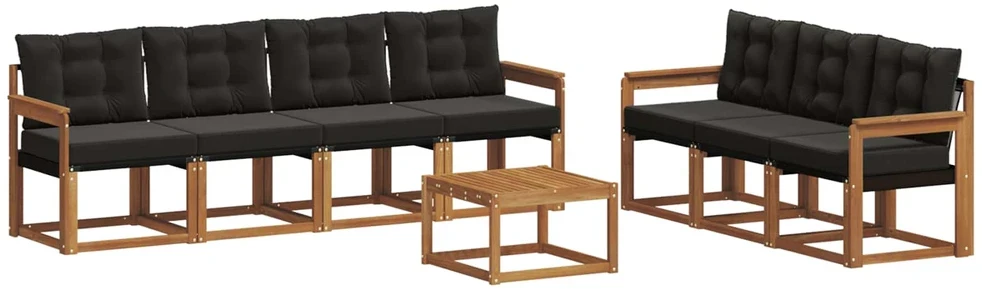 Lauko sofos komplektas 8 vnt. Natūrali ir juoda