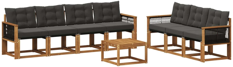 Lauko sofos komplektas 8 vnt. Natūrali ir juoda