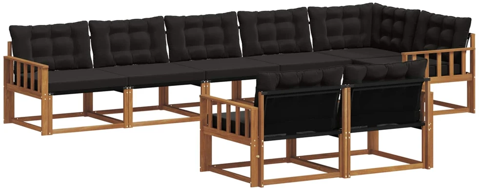 Lauko sofos komplektas 8 vnt. Natūrali ir juoda