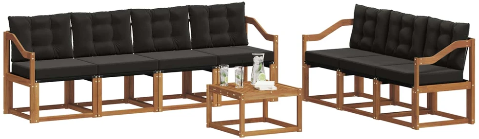Lauko sofos komplektas 8 vnt. Natūrali ir juoda