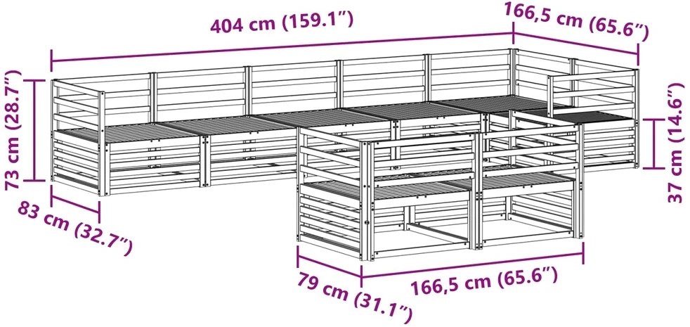 Lauko sofos komplektas 8 vnt. 8 vietos Natūrali