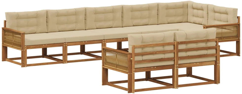 Lauko sofos komplektas 8 vnt. 8 vietos Natūralus ir bežinis
