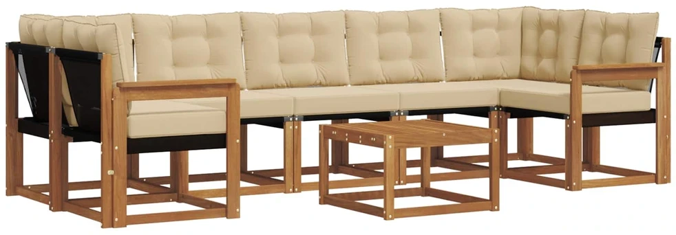 Lauko sofos komplektas 8 vnt. 7 vietos Natūralus ir bežinis