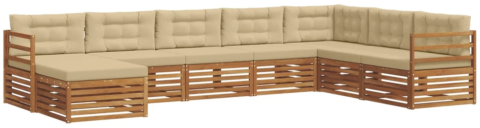 Lauko sofos komplektas 8 vnt. Natūralus ir bežinis