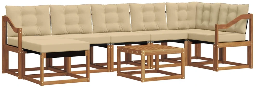 Lauko sofos komplektas 8 vnt. 7 vietos Natūralus ir bežinis