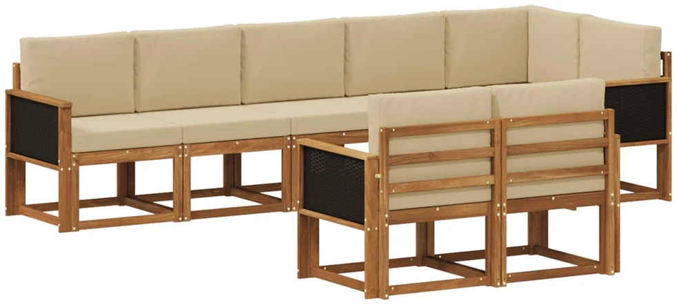 Lauko sofos komplektas 8 vnt. 8 vietos Natūralus ir bežinis