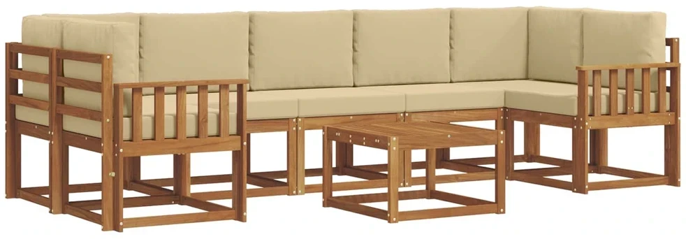 Lauko sofos komplektas 8 vnt. 7 vietos Natūralus ir bežinis