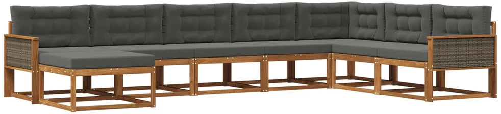 Lauko sofos komplektas 8 vnt. Natūralus ir antracitas
