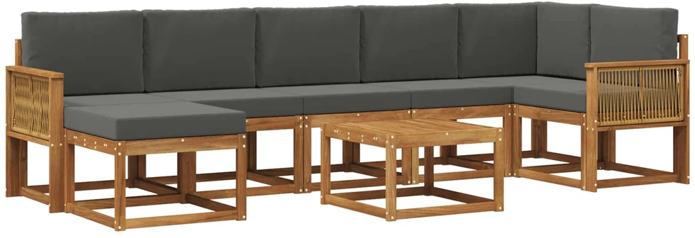 Lauko sofos komplektas 8 vnt. 7 vietos Natūralus ir antracitas