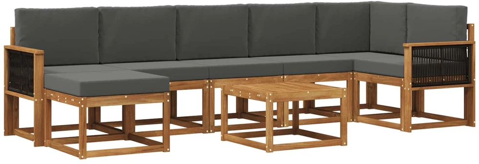 Lauko sofos komplektas 8 vnt. 7 vietos Natūralus ir antracitas