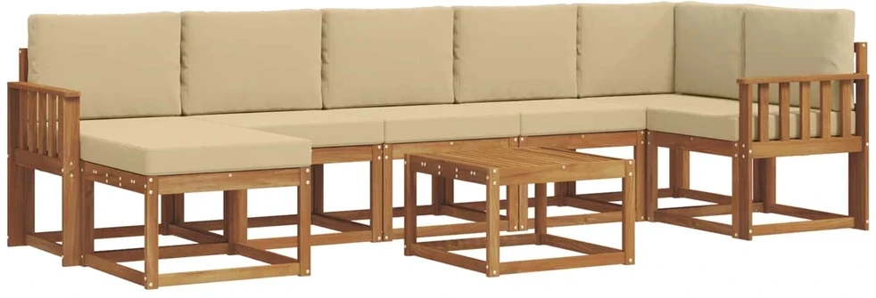 Lauko sofos komplektas 8 vnt. 7 vietos Natūralus ir bežinis