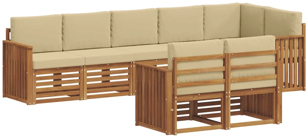 Lauko sofos komplektas 8 vnt. Natūralus ir bežinis Poliesteris