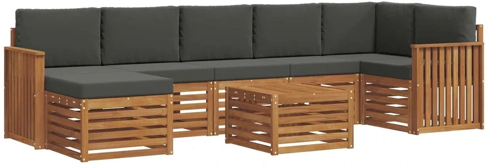 Lauko sofos komplektas 8 vnt. 8 vietos Natūralus ir antracitas