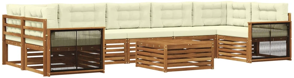 Lauko sofos komplektas 8 vnt. Natūralus ir grietinėlė