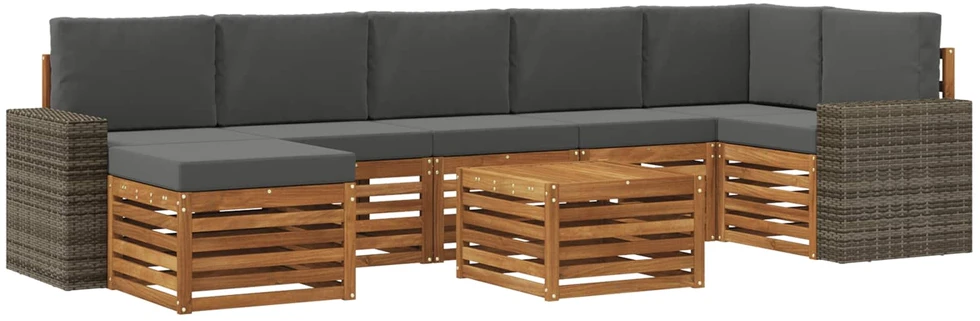Lauko sofos komplektas 8 vnt. 8 vietos Natūralus ir antracitas