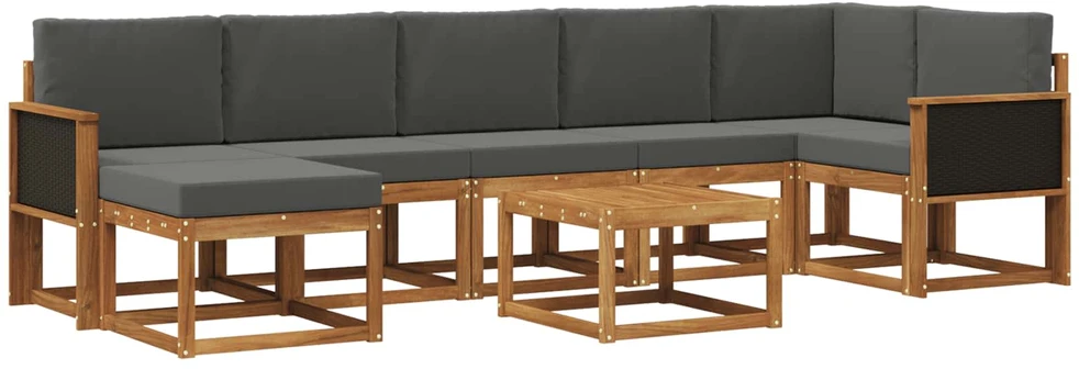 Lauko sofos komplektas 8 vnt. 7 vietos Natūralus ir antracitas
