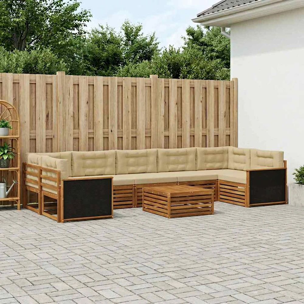 Lauko sofos komplektas 8 vnt. Natūralus ir bežinis