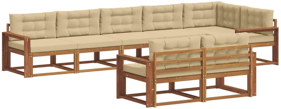 Lauko sofos komplektas 8 vnt. 8 vietos Natūralus ir bežinis