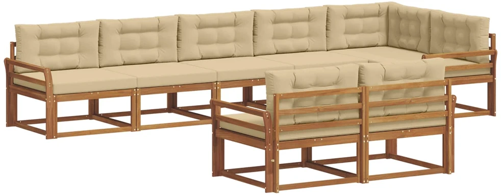 Lauko sofos komplektas 8 vnt. 8 vietos Natūralus ir bežinis