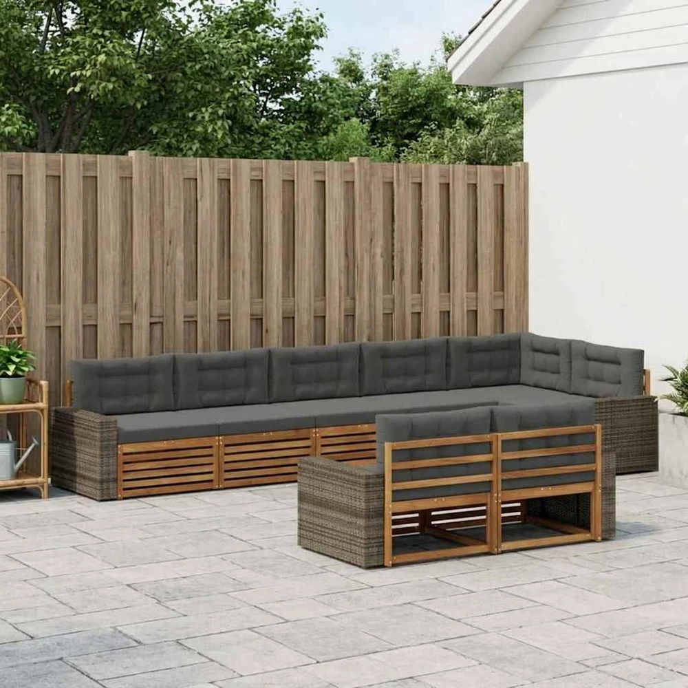Lauko sofos komplektas 8 vnt. Natūralus ir antracitas