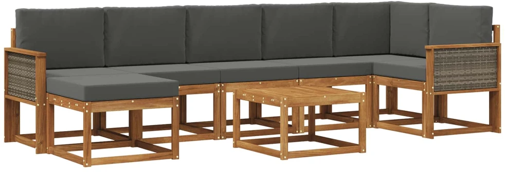 Lauko sofos komplektas 8 vnt. 7 vietos Natūralus ir antracitas
