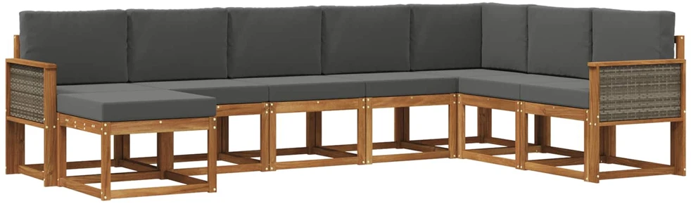 Lauko sofos komplektas 8 vnt. Natūralus ir antracitas