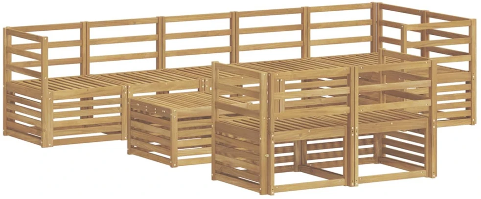 Lauko sofos komplektas 9 vnt. Balta Kietos akacijos mediena
