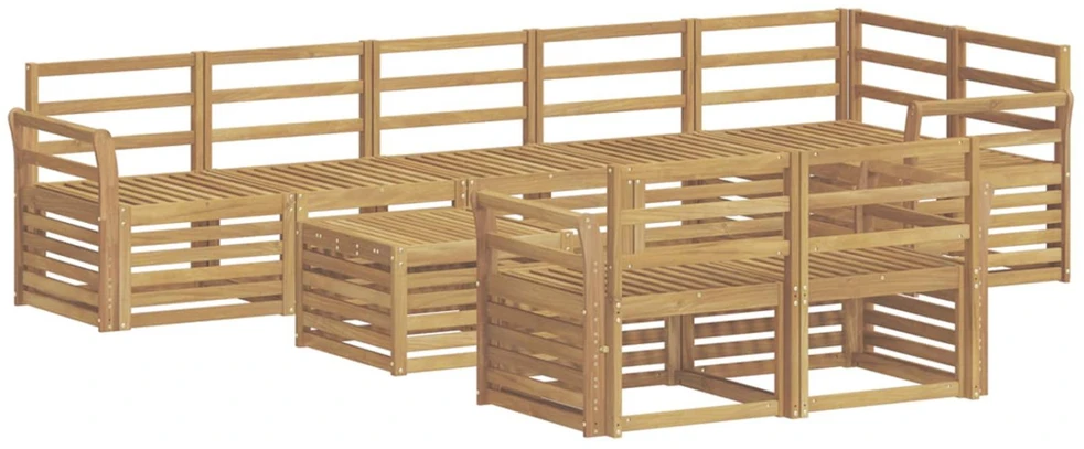 Lauko sofos komplektas 9 vnt. Balta Kietos akacijos mediena