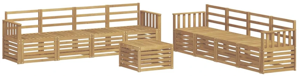 Lauko sofos komplektas 9 vnt. Balta Kietos akacijos mediena