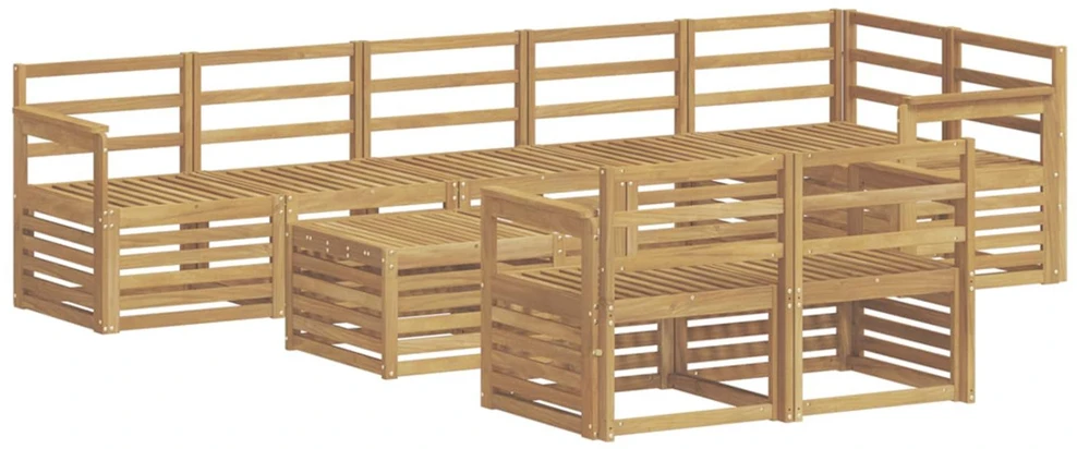 Lauko sofos komplektas 9 vnt. Balta Kietos akacijos mediena