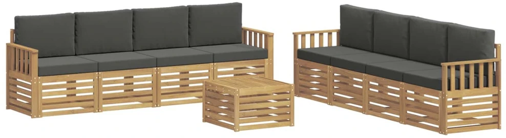 Lauko sofos komplektas 9 vnt. Balta ir antracito Poliesteris