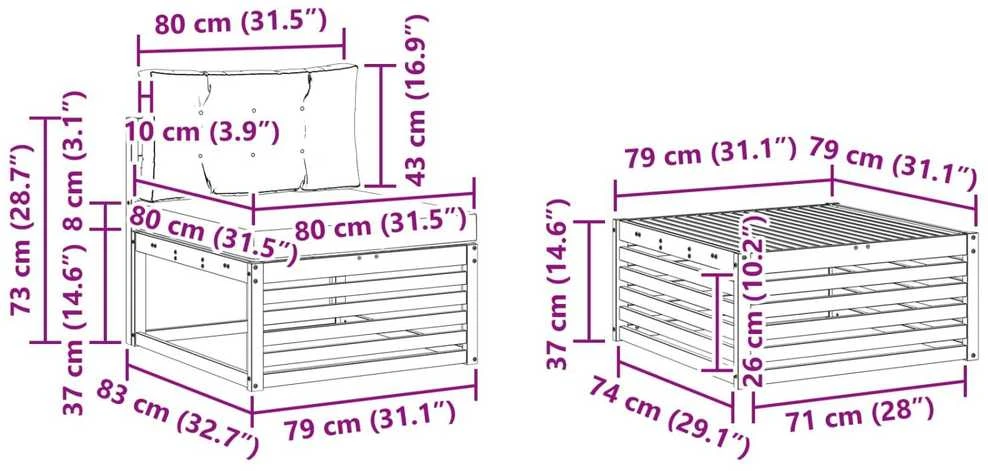 Lauko sofos komplektas 9 vnt. Balta ir antracito Poliesteris